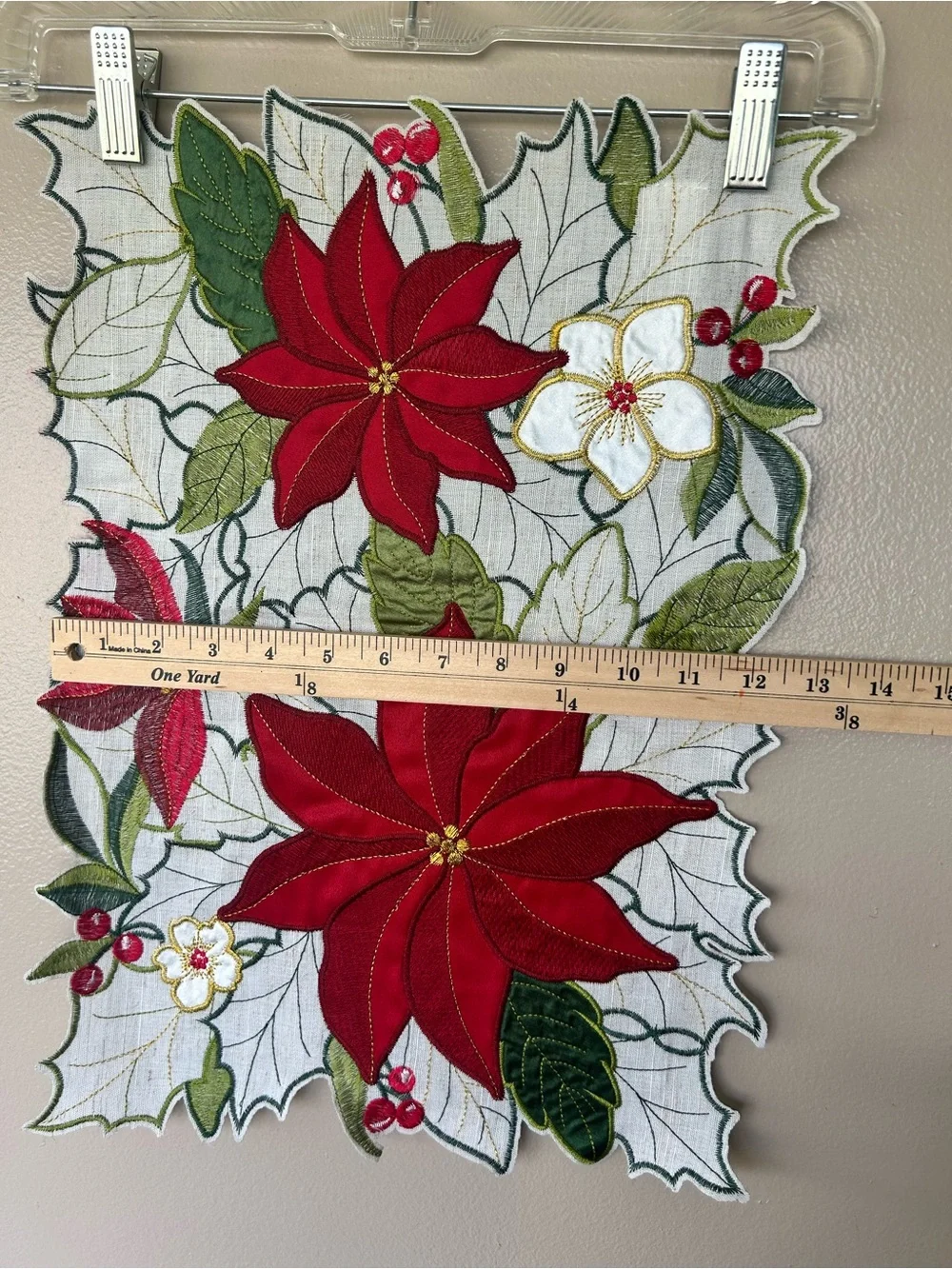 St. Nicholas Square Embroidered Poinsettia Cutout Placemats Set Of Four.